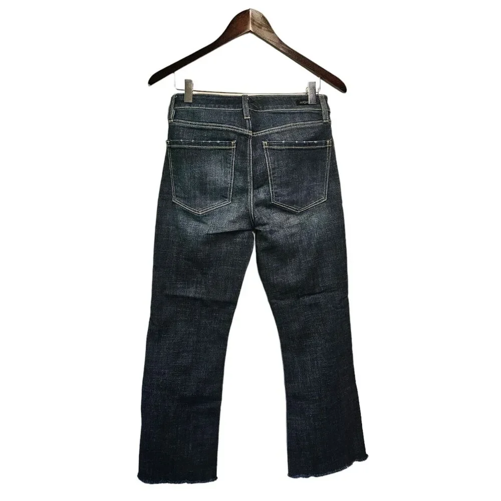 Liverpool‎ The Crop Flare Jeans 2/26 Fray Hem Dark Wash High Rise - Picture 4 of 6